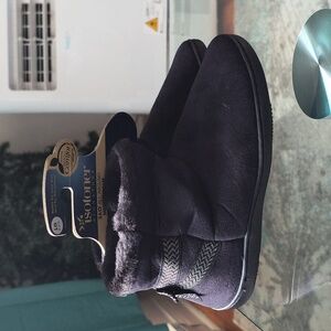 isotoner Women's Microsuede Mallory Bootie Slippers with Bow,